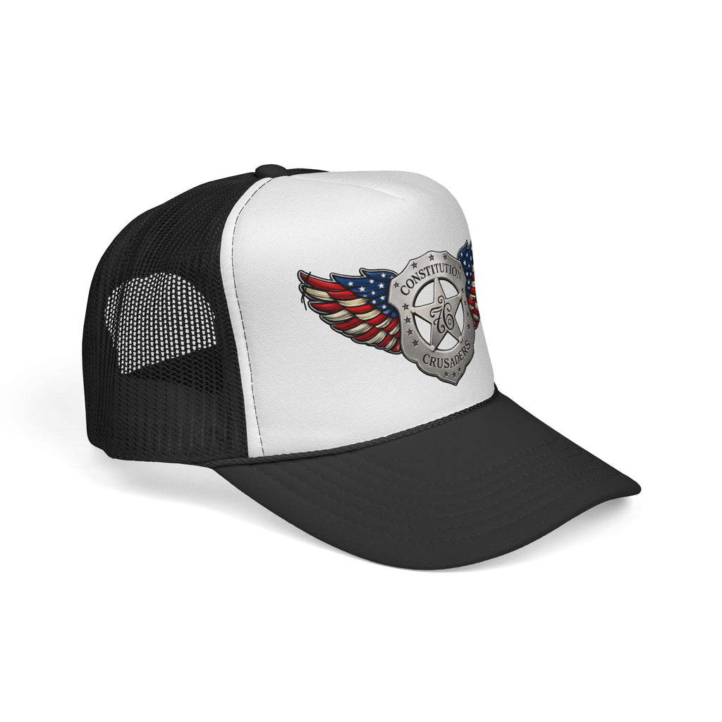 Constitution Crusaders Trucker Hat — American Flag Winged Badge Cap