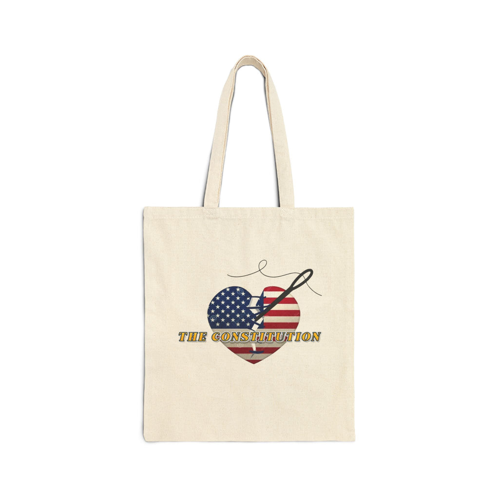 Patriotic Heart Tote Bag – 'The Constitution' American Flag Canvas Tote