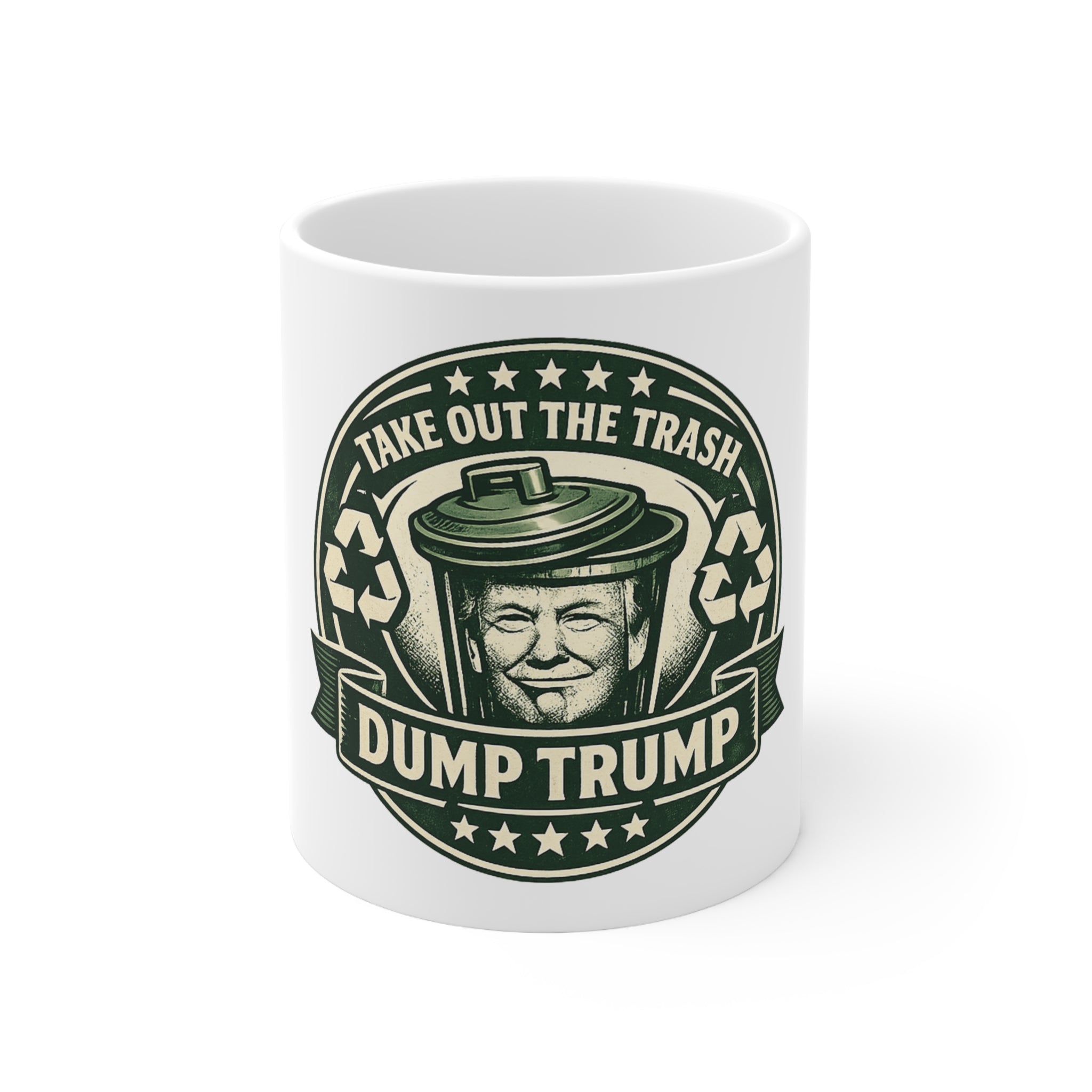 Political Statement Mug - “Take Out the Trash, Dump Trump” Ceramic Coffee Cup